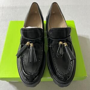 Sam Edelman MEELA Black Patent Leather Loafers Size 8 Lug Sole Platform NIB